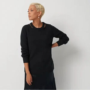 J Jason Wu Cutout Black Crewneck Sweater, Sz XS, Cotton Blend